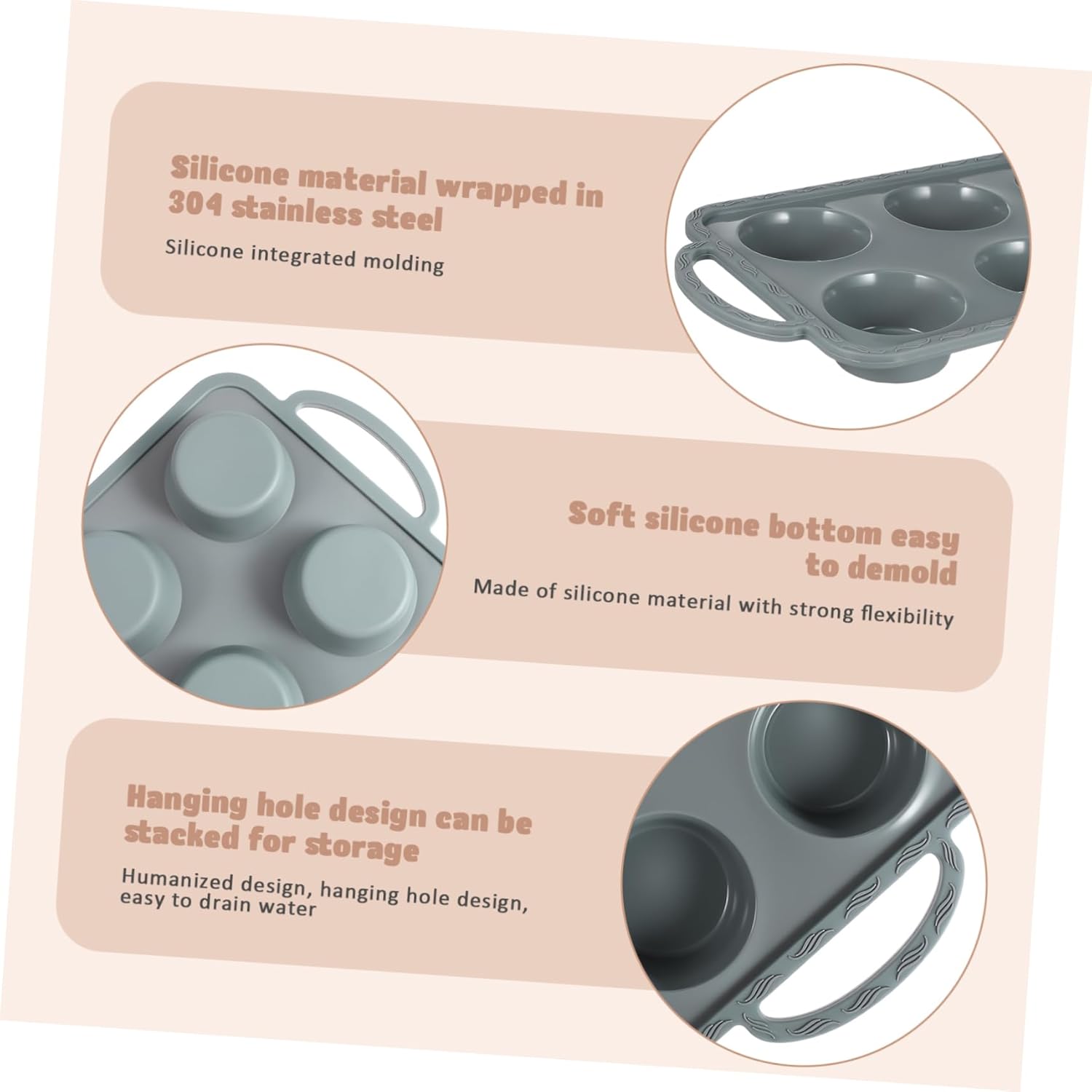 PRETYZOOM Silicone Baking Molds Non-Stick Cake Pan for Creative Desserts