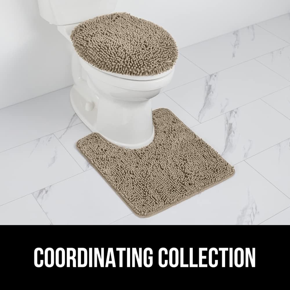 GORILLA GRIP Soft Chenille Toilet Lid Cover Beige 195x185