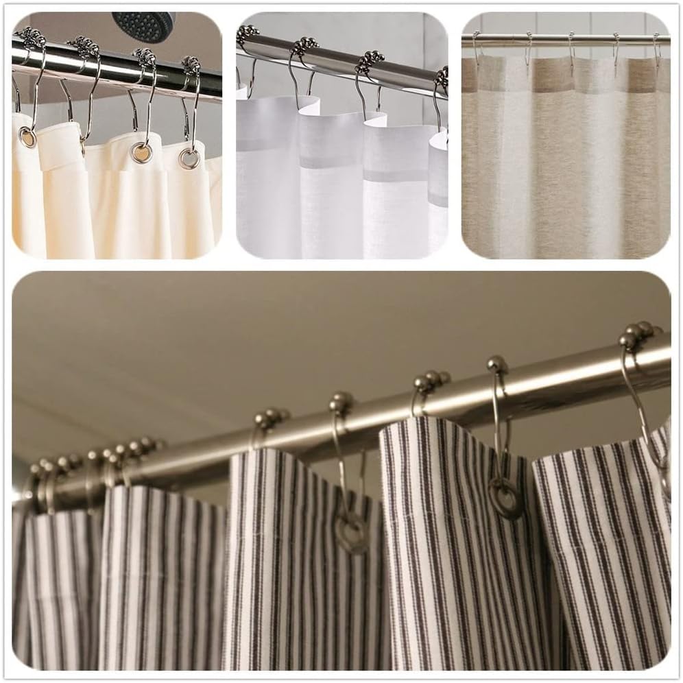 Uigos Chrome Shower Curtain Hooks Set of 12