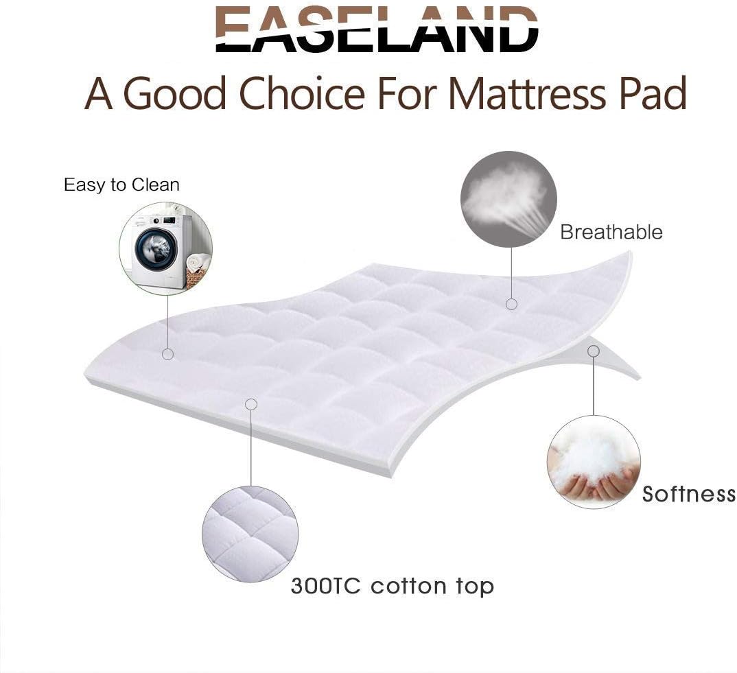 EASELAND Queen Mattress Pad 60x80 Inch Deep Pocket Cooling Topper
