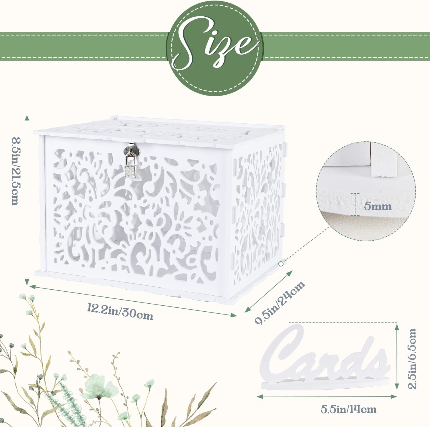 OurWarm White Wedding Card Box with Lock