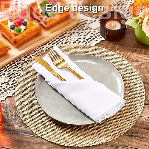 Mifoci 100 Piece Burlap Placemats Round Reusable Table Mats
