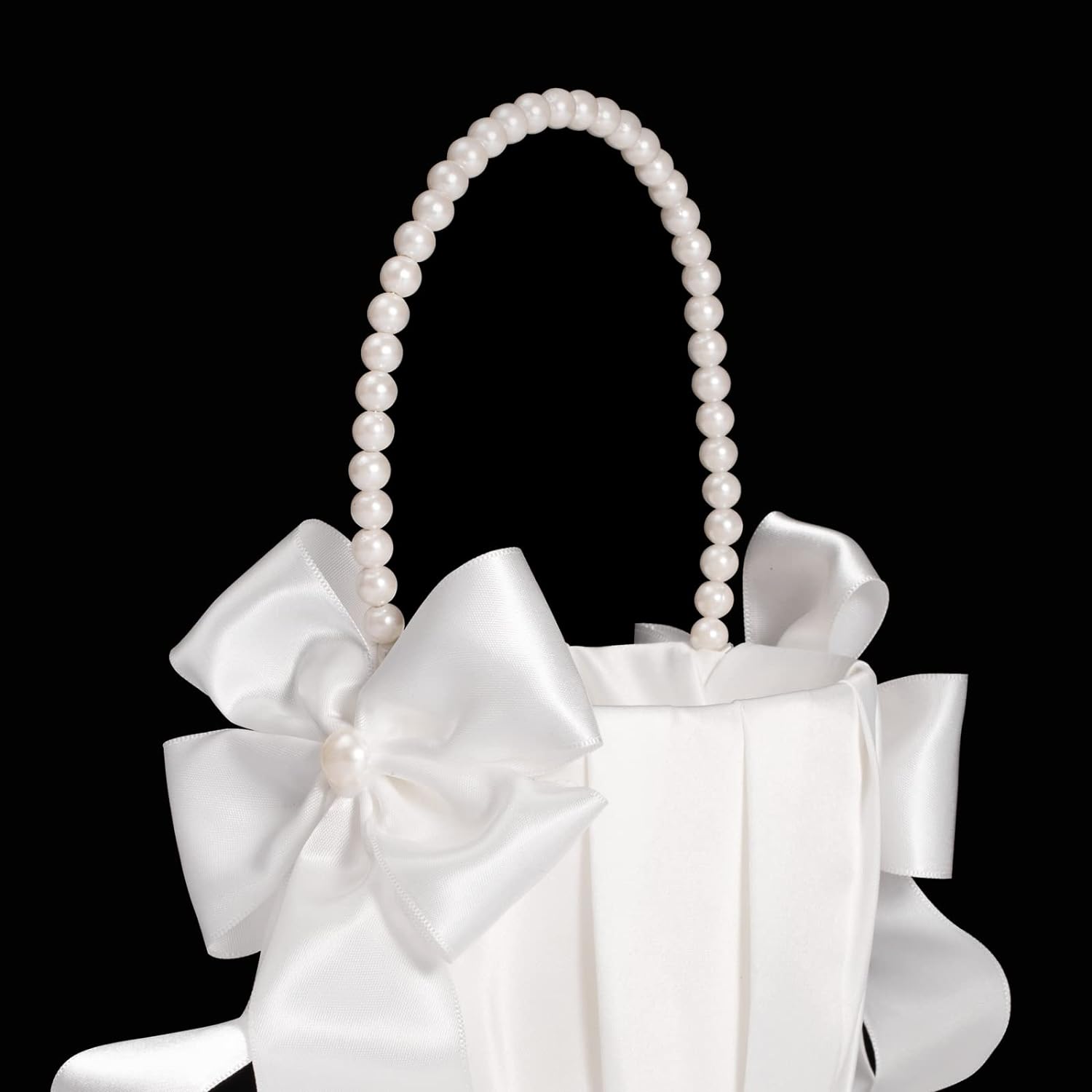 Ivory Flower Girl Baskets With Pearl Handles Set of 2