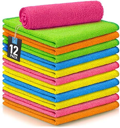 Zulay Kitchen 12 Pack Microfiber Cloths - 12x12 Inch Lint Free for Cleaning