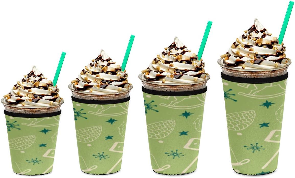 Candle Christmas Tree Iced Coffee Sleeve 26-28 Oz Reusable
