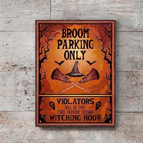 Broom Parking Only Witch Halloween Metal Sign