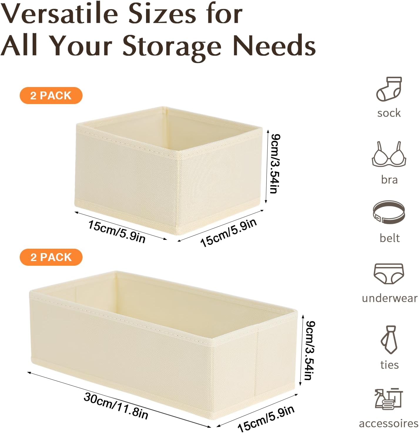 DIMJ Drawer Organizers Set of 4 for Clothing and Storage