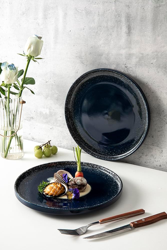 SQS CERAMICS Dinner Plates Set of 6 Navy Blue