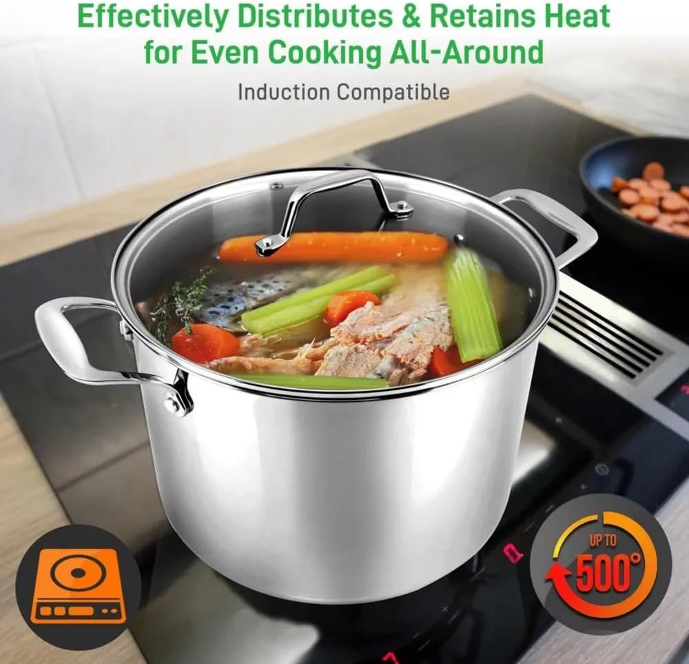 6 Quart Stainless Steel Stock Pot with Lid