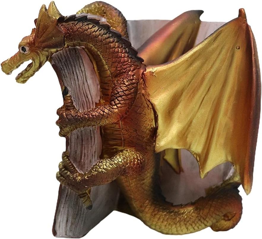 Fantasy Dragon Bookend Set for Home Office Shelves