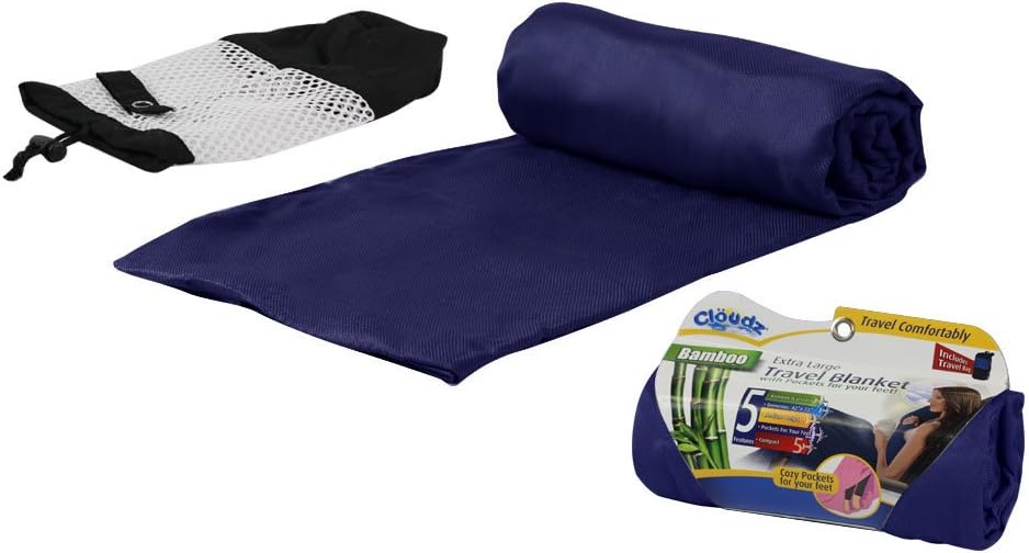 Cloudz Extra Large Airplane Travel Blanket Navy Blue