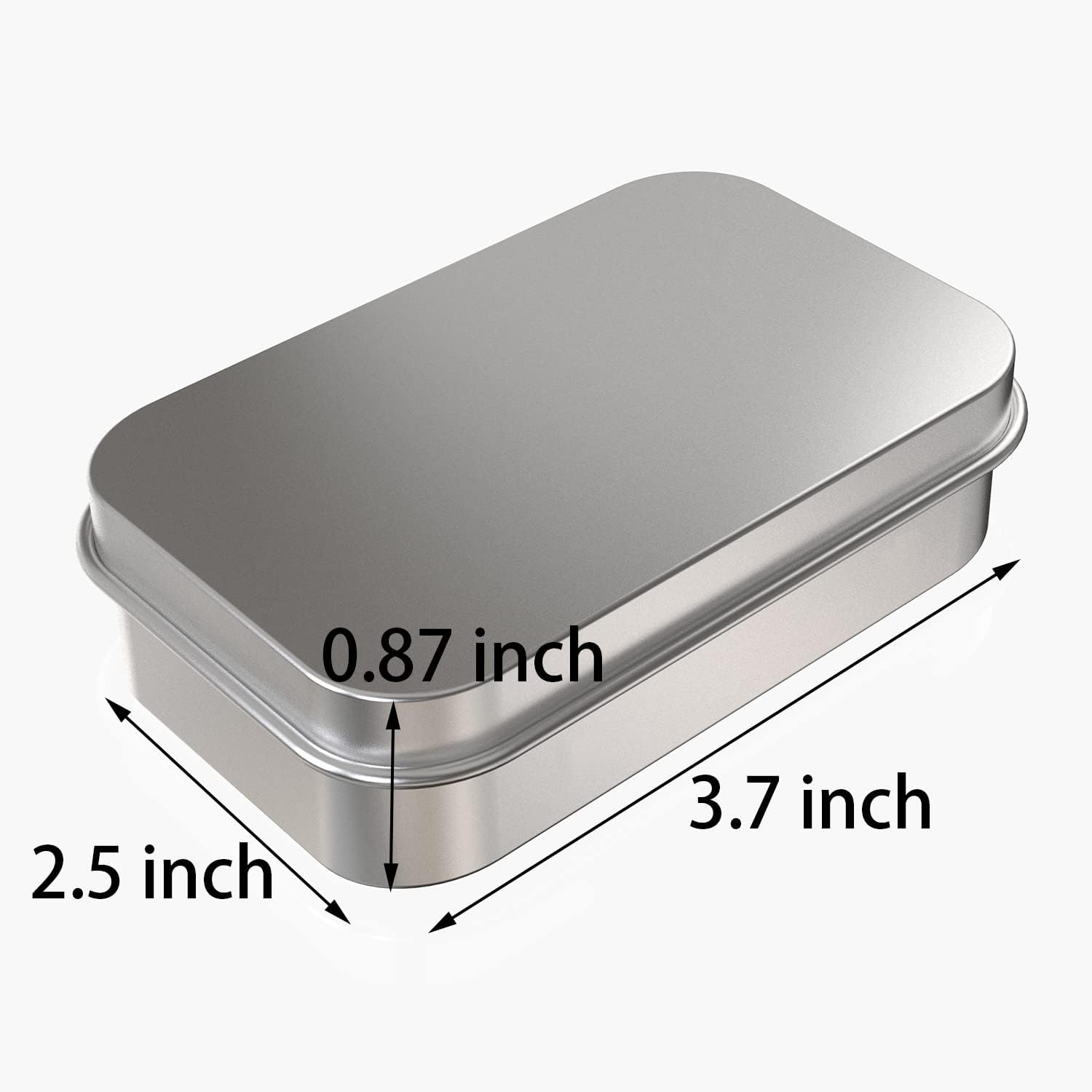 6 Pcs Metal Hinged Tin Box Storage Container Kit Silver