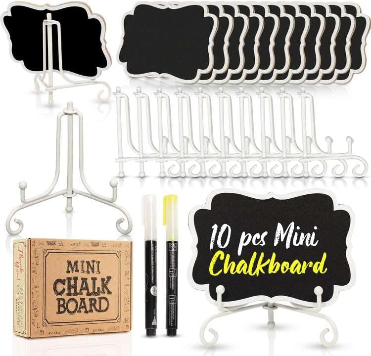 Mini Chalkboard Signs for Food Labels with Iron Stand 10 Pack