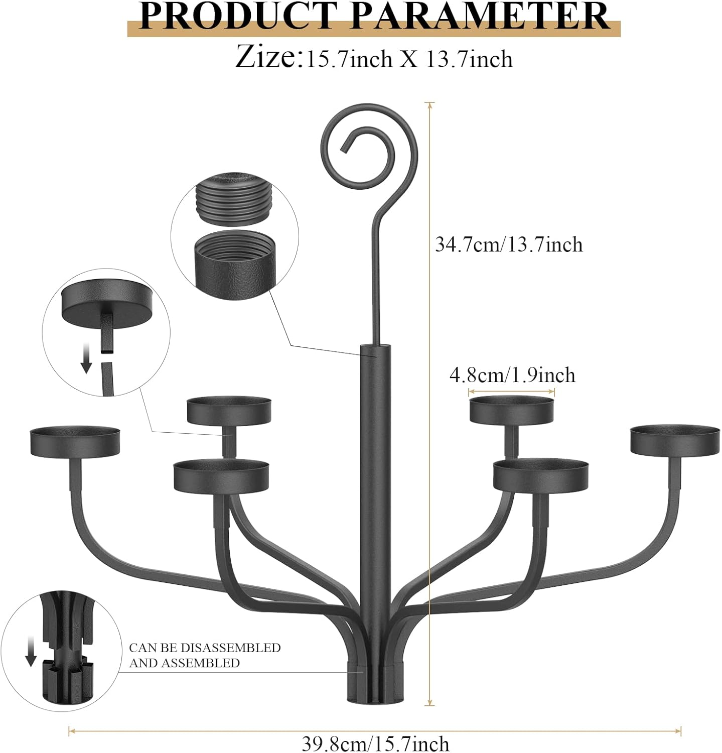smtyle Halloween Tea LED Light Black Chandelier Candle Holder Set of 6