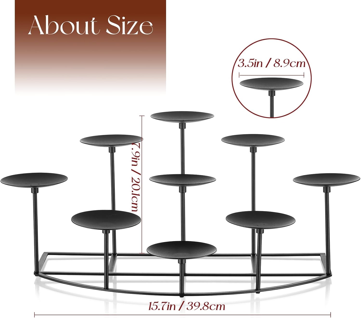 Candelardo Black Metal Candelabra with 9 Heights