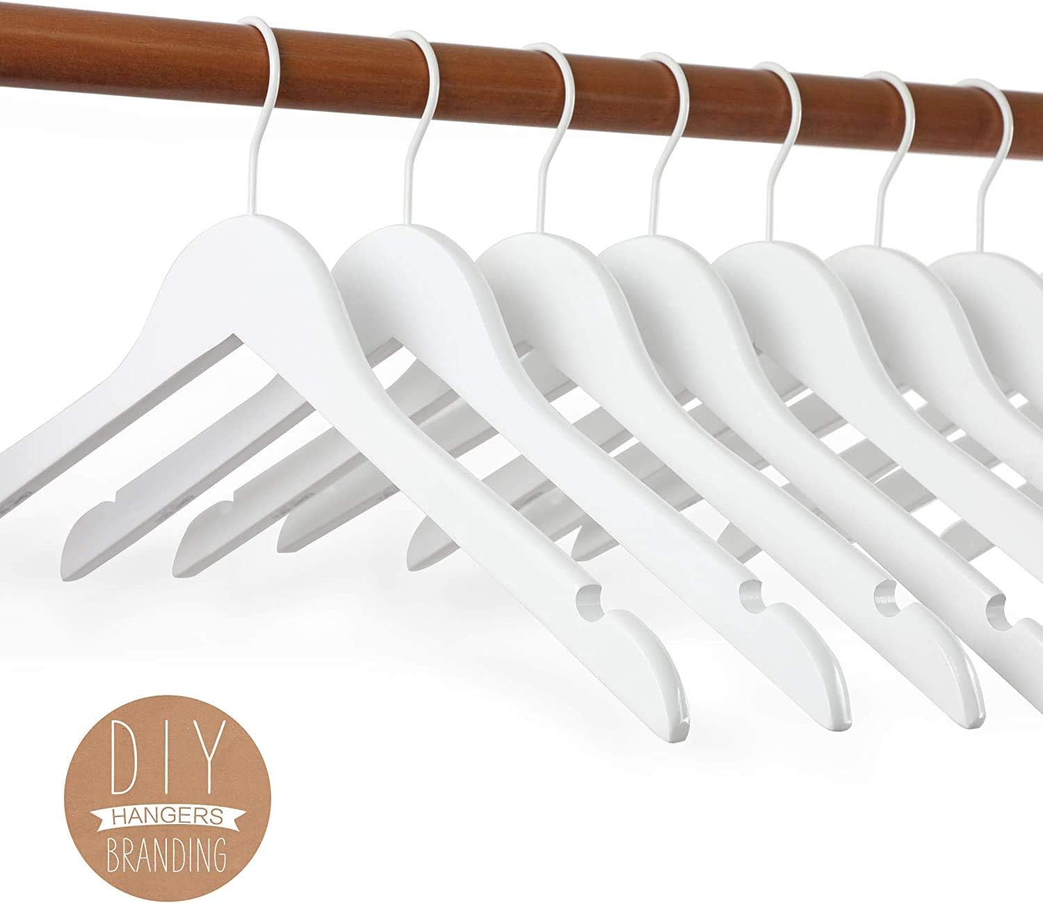 TOPIA HANGER 10 Pack Premium White Wooden Hangers