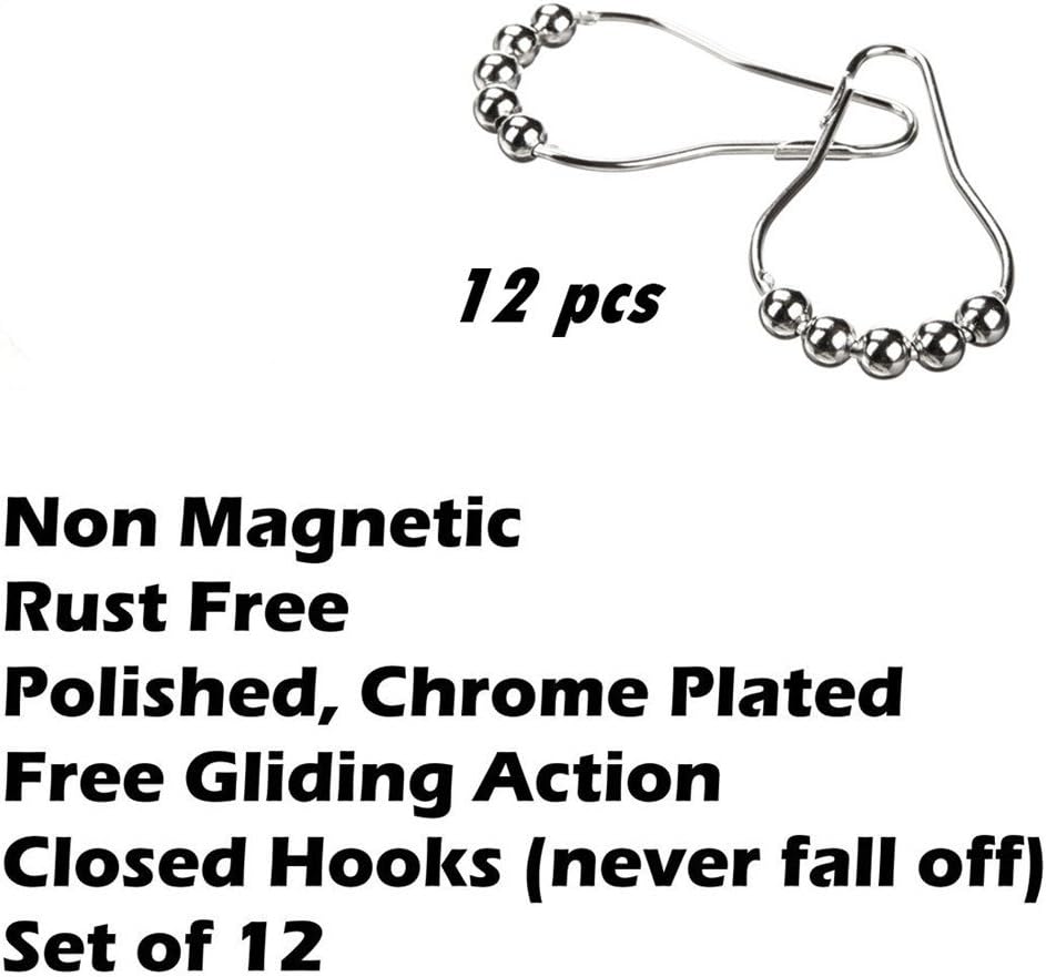 Uigos Chrome Shower Curtain Hooks Set of 12