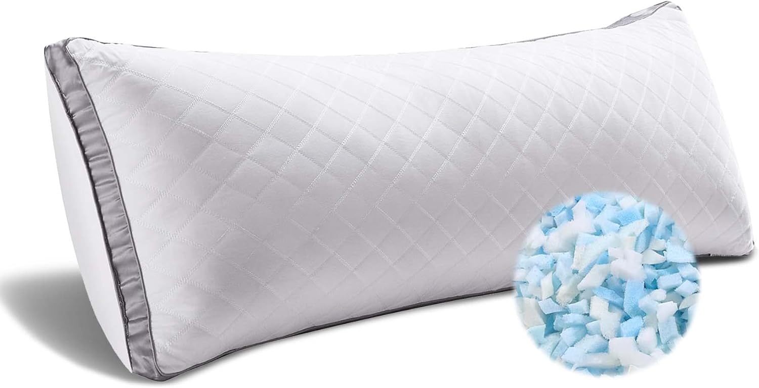 WhatsBedding Memory Foam Body Pillow - 20x54 Inch White