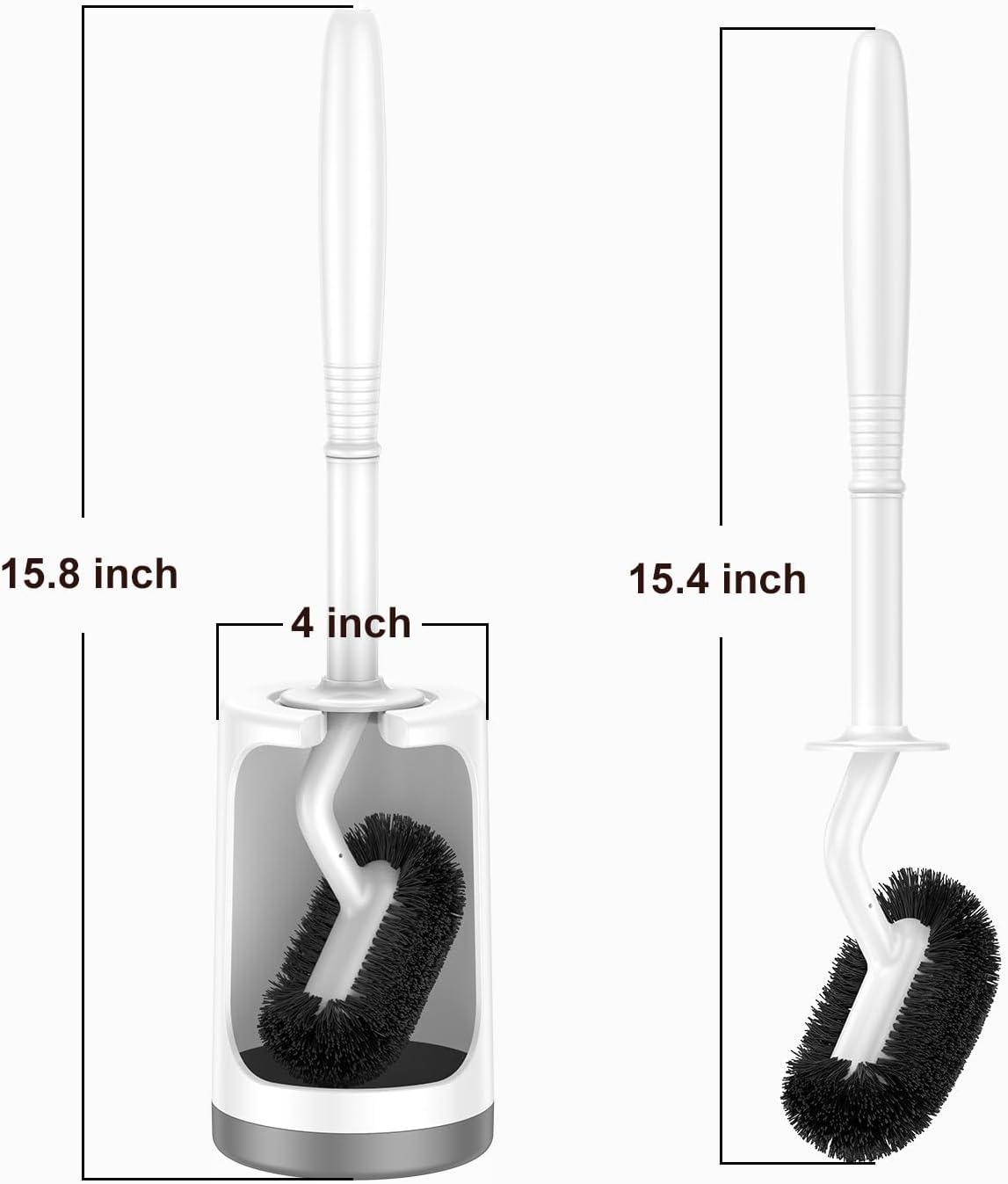 HAMITOR Toilet Bowl Brush Holder Set with Curved Design and Hidden Storage