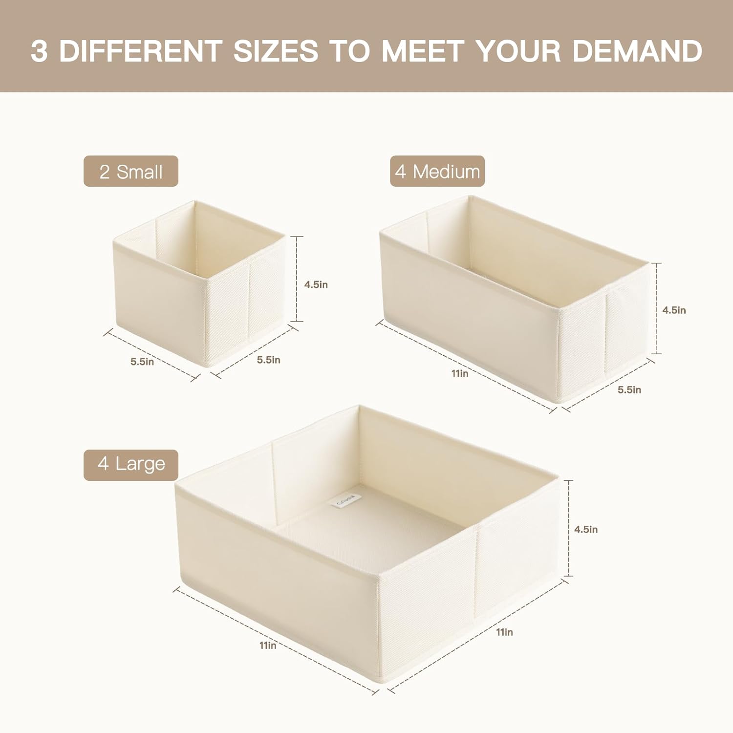 Criusia Drawer Organizer 10 Pack Beige Storage Bins