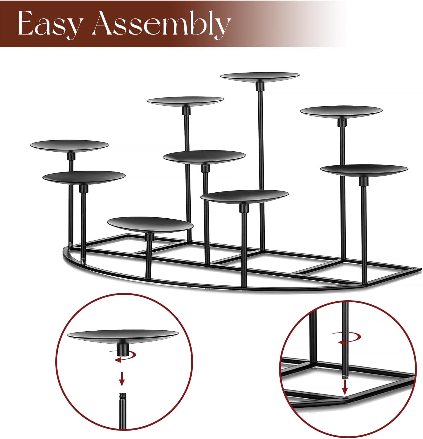 Candelardo Black Metal Candelabra with 9 Heights