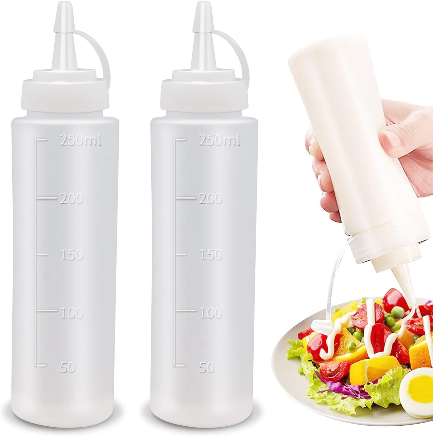 Abnaok 2 Pack 8 oz Squeeze Condiment Bottles with Twist Cap