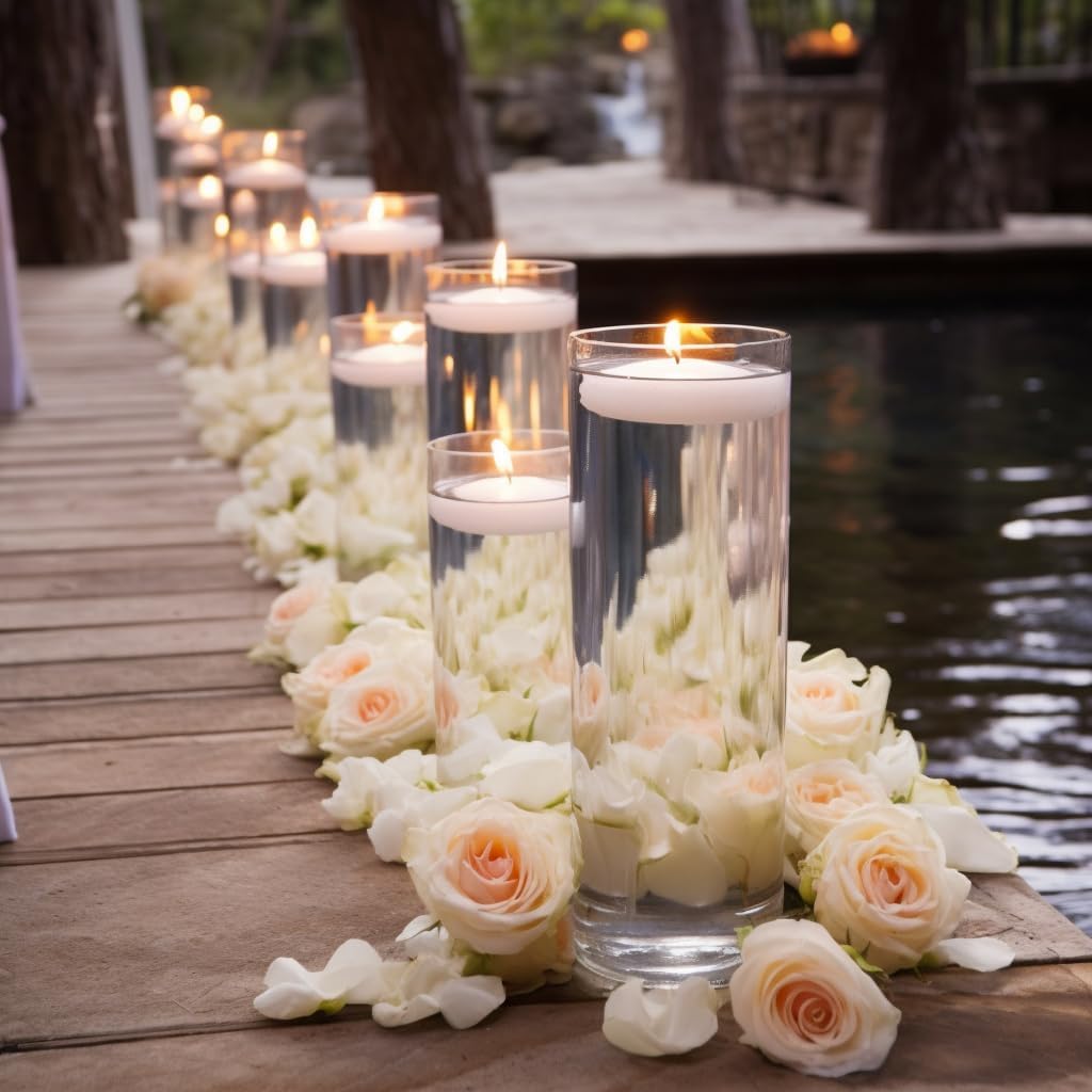 48 Pack White Floating Candles 3 Inch Unscented for Centerpieces