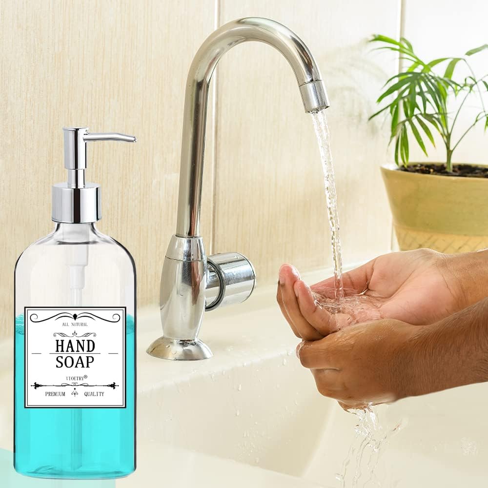 Elegant Clear Soap Dispenser with Rust Proof Pump 2 Pack