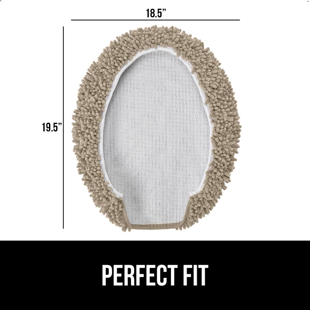 GORILLA GRIP Soft Chenille Toilet Lid Cover Beige 195x185