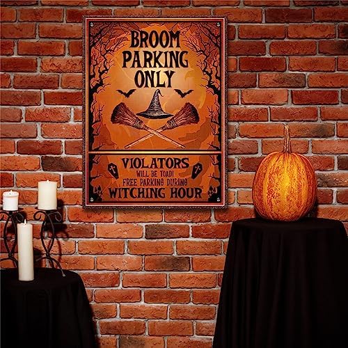 Broom Parking Only Witch Halloween Metal Sign
