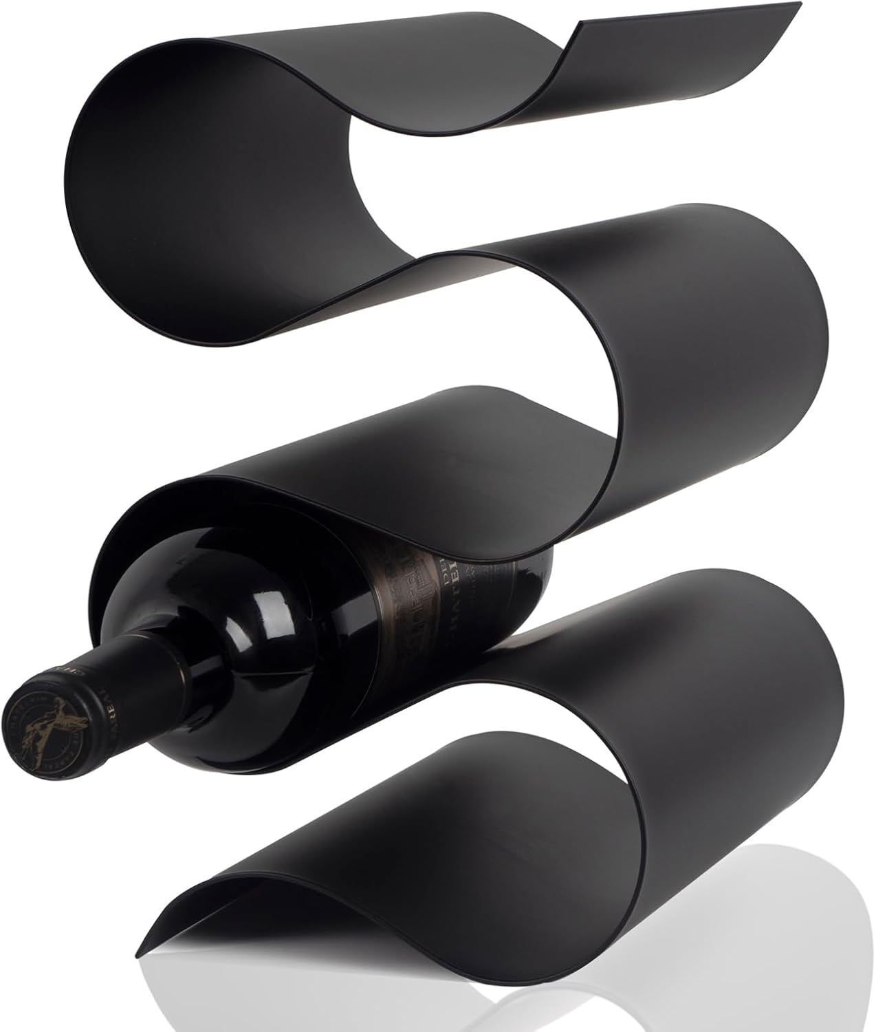 Modern Black S-Shaped Tabletop Wine Rack 5 Bottle