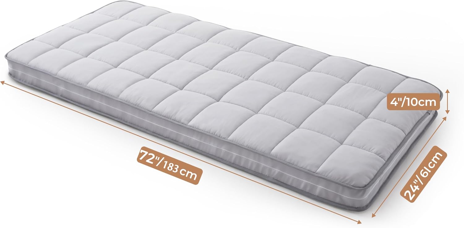 4 Inch Cot Mattress Topper 72x24 Inch Portable Folding Sleep Pad