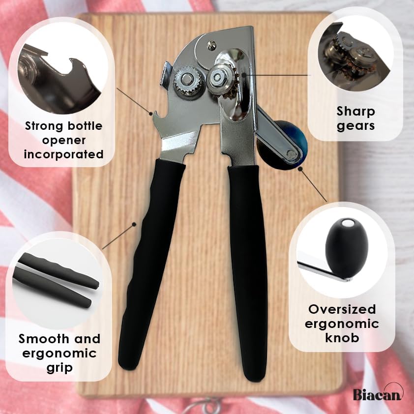 BIACAN Heavy Duty Manual Can Opener with Ergonomic Design
