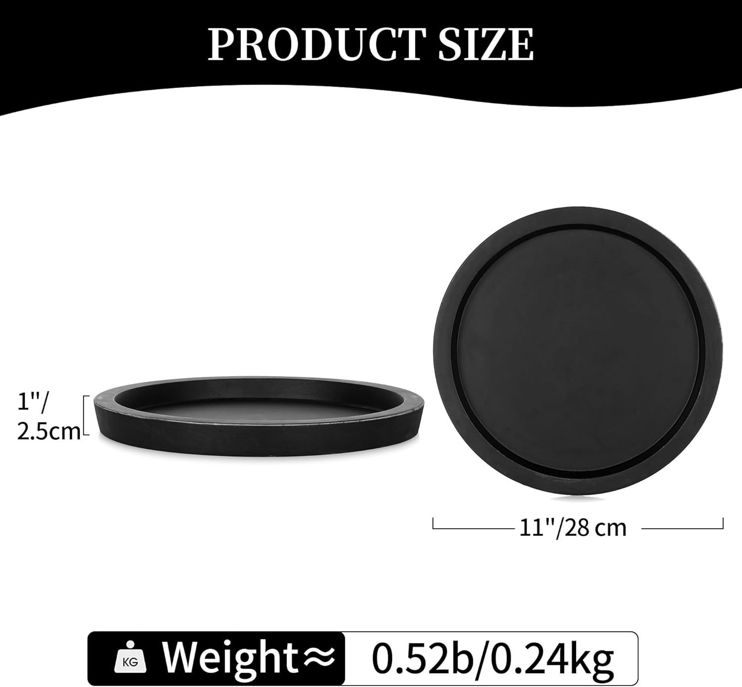 Hanobe Black Round Wooden Serving Tray