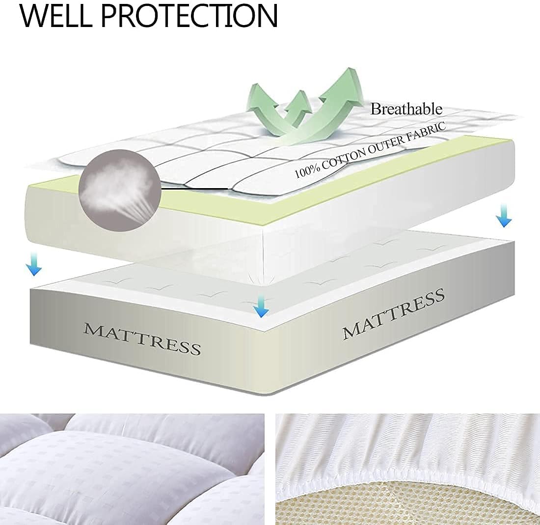 EASELAND Queen Mattress Pad 60x80 Inch Deep Pocket Cooling Topper