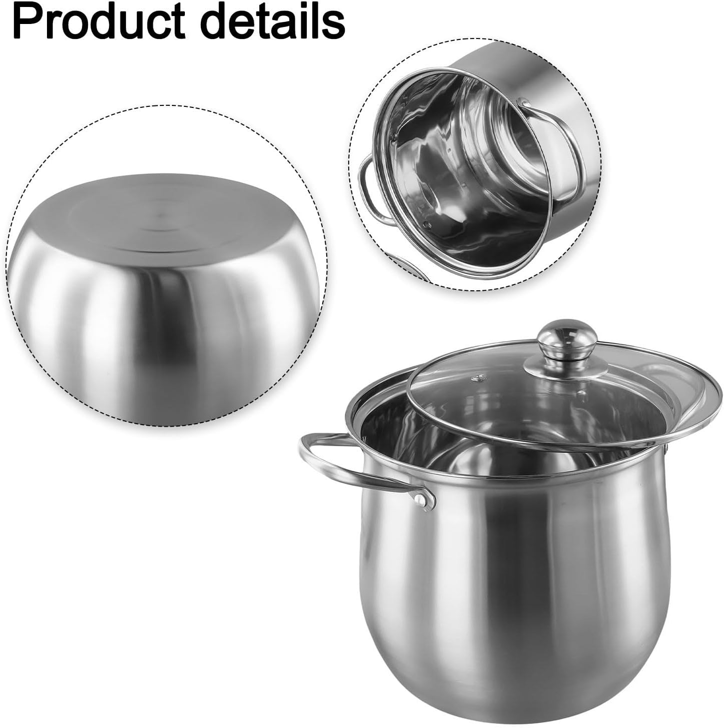 JurwheeR 73 Qt Stainless Steel Stock Pot with Lid