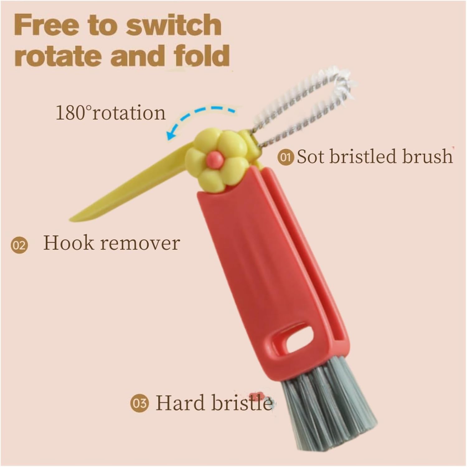 3 in 1 Cup Lid Cleaning Brush Set - Multifunctional Tool