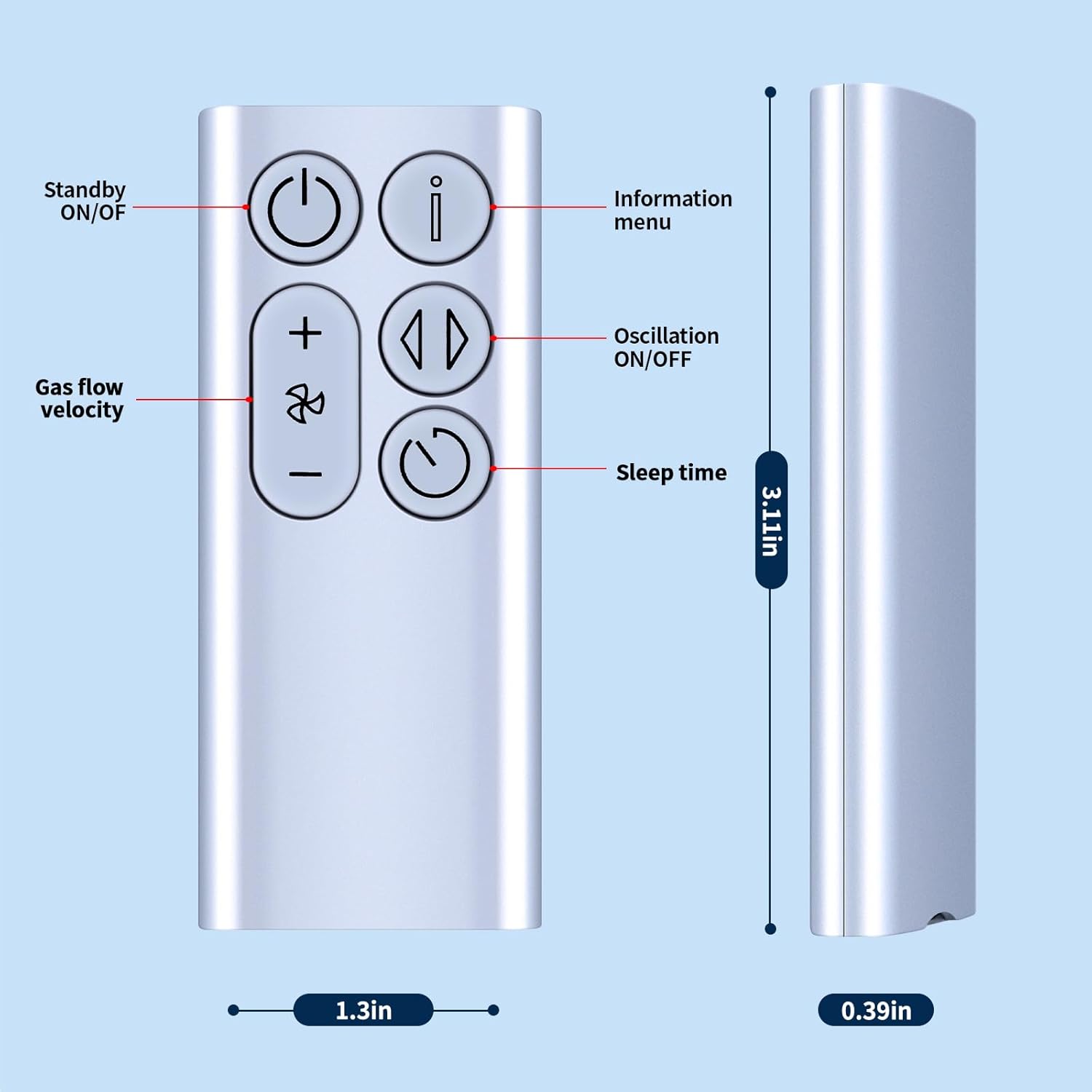 New Replacement Remote Control for Dyson BP01 Cool Fan Air Purifier Silver