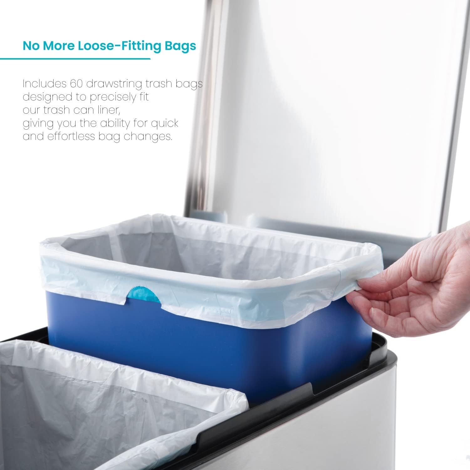 Home Zone Living 53 Gallon Trash Bags with Drawstring Handles 60 Count