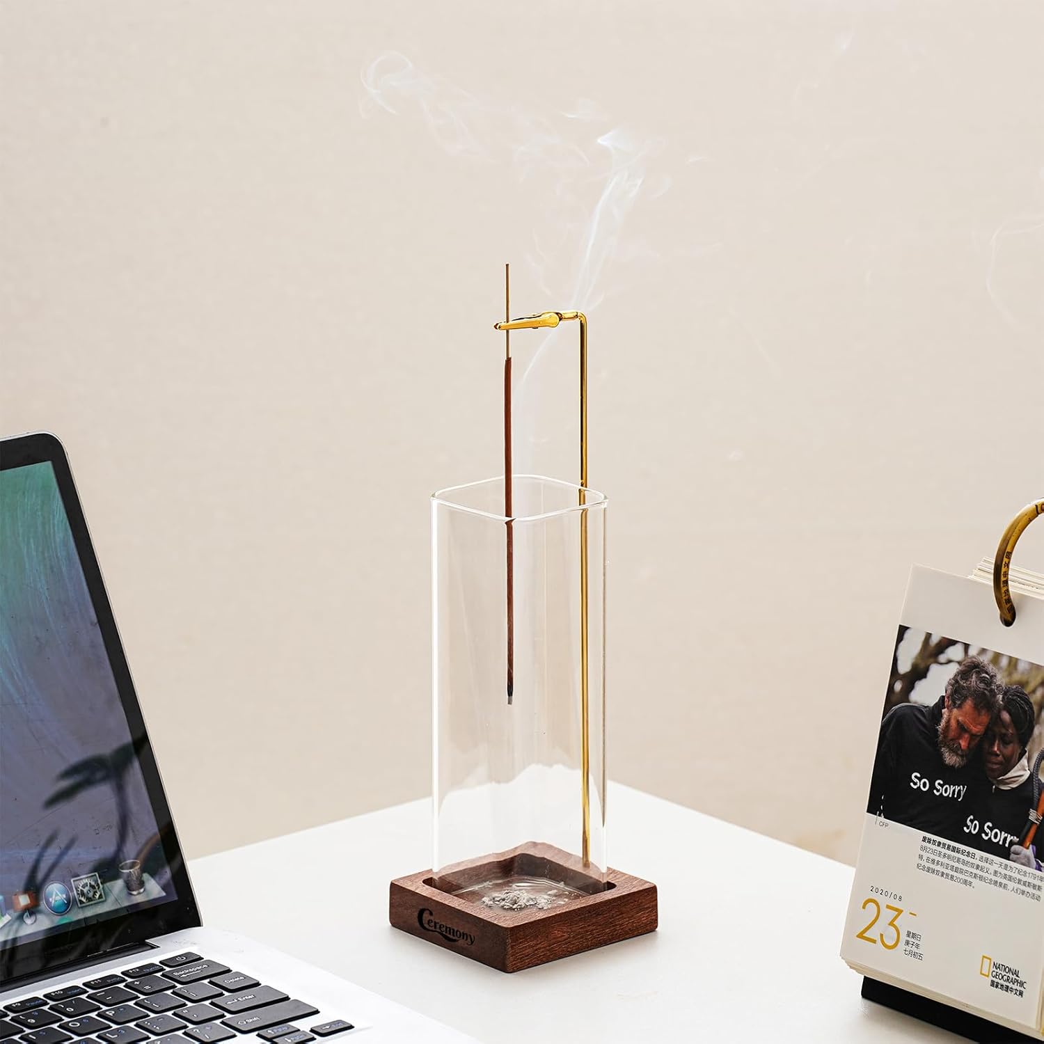CEREMONY Incense Holder with Glass Ash Catcher