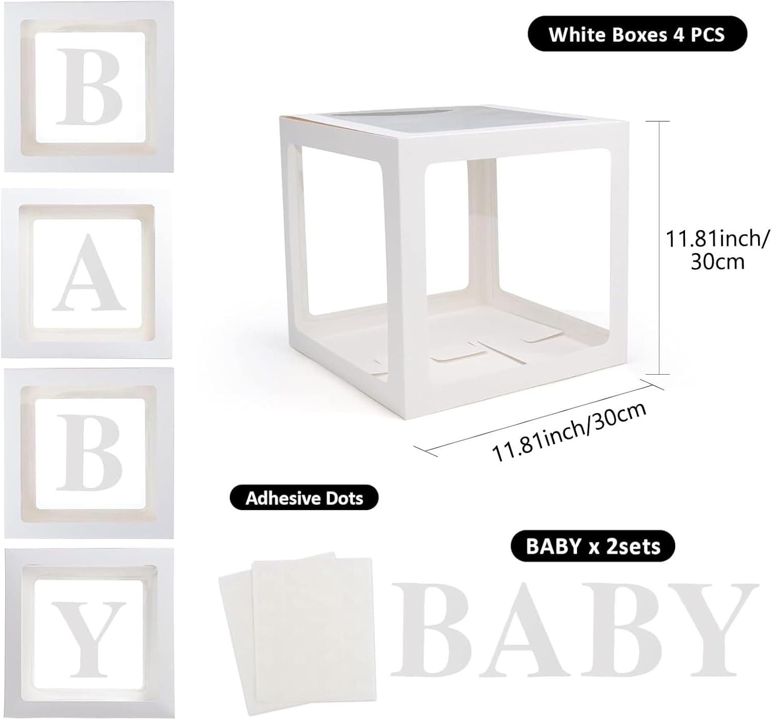 Voircoloria 4pc Clear Balloon Boxes with Letters