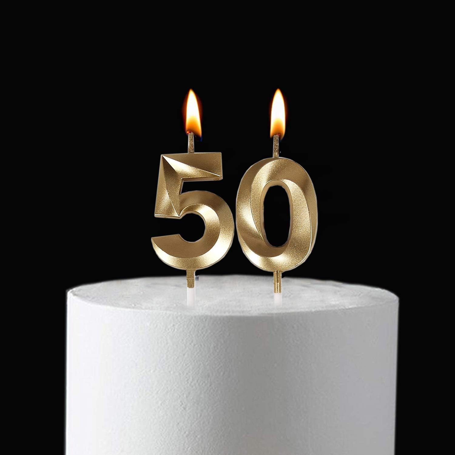 Gold Number 50 Birthday Candles Cake Topper