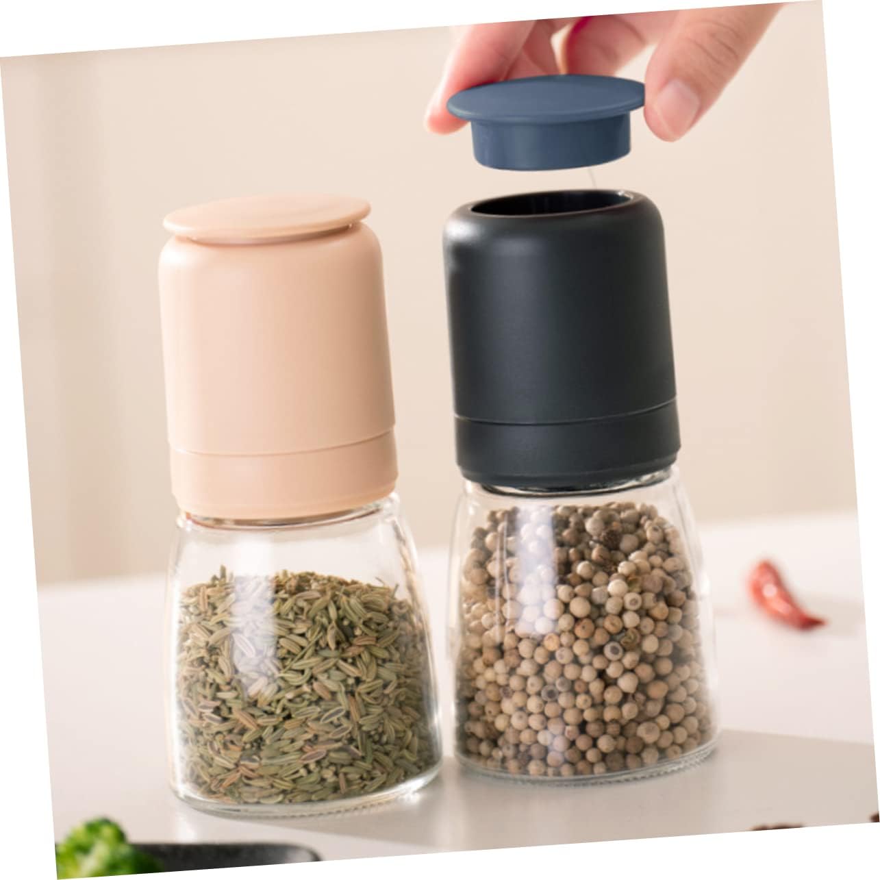 Pepper and Salt Grinder Set with Glass Bottle 150ml