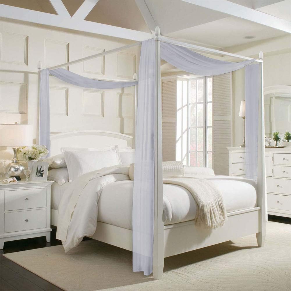 RYB HOME Sheer Curtains Valances - 2 Panels Dove Grey