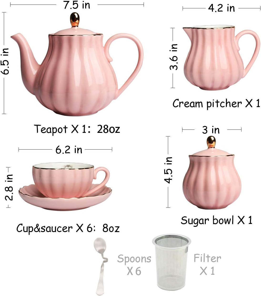 Sweejar Porcelain Tea Set British Royal Series 8 Oz