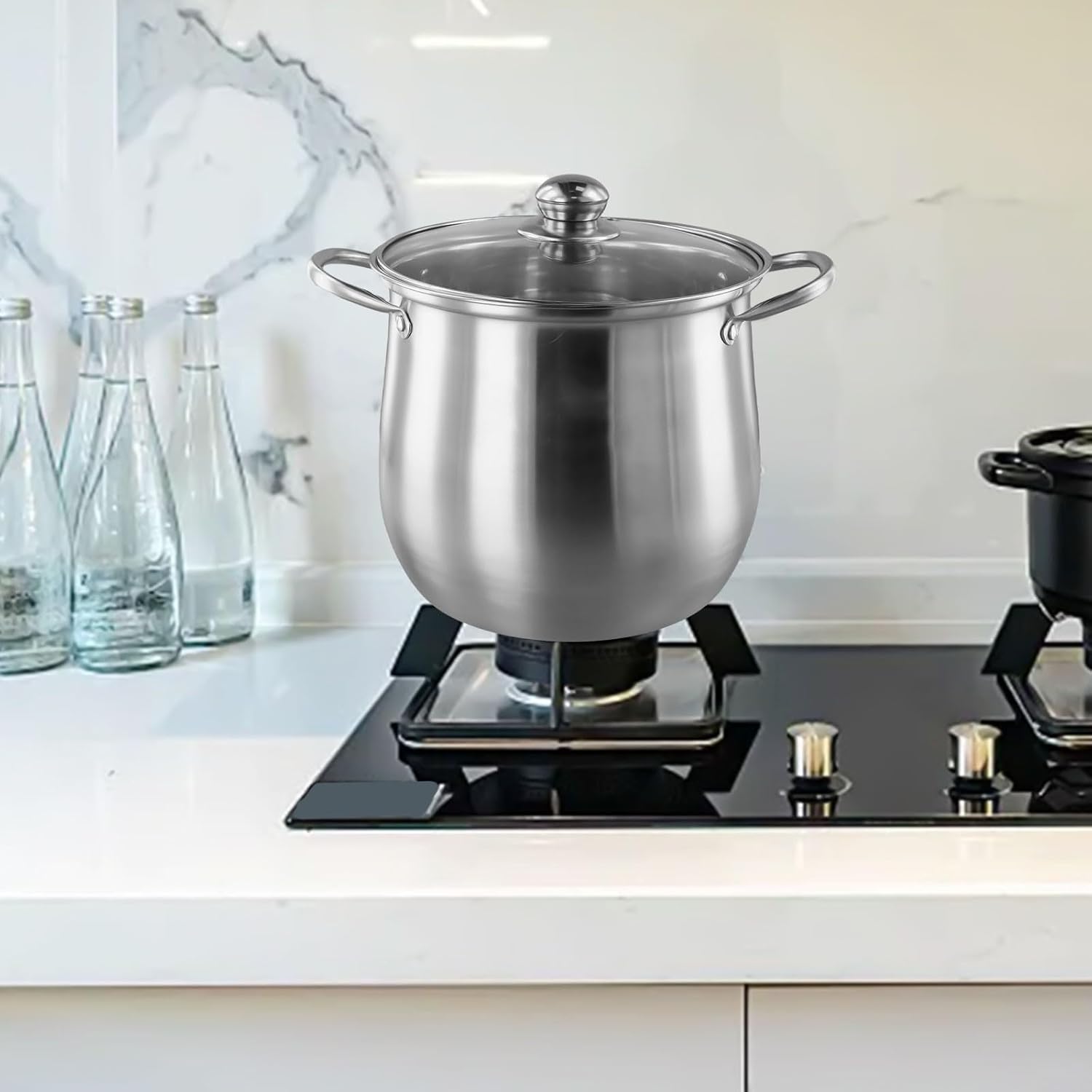 JurwheeR 73 Qt Stainless Steel Stock Pot with Lid