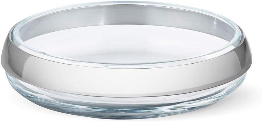 Georg Jensen Duo Round Bowl Collar Silver Glass Small