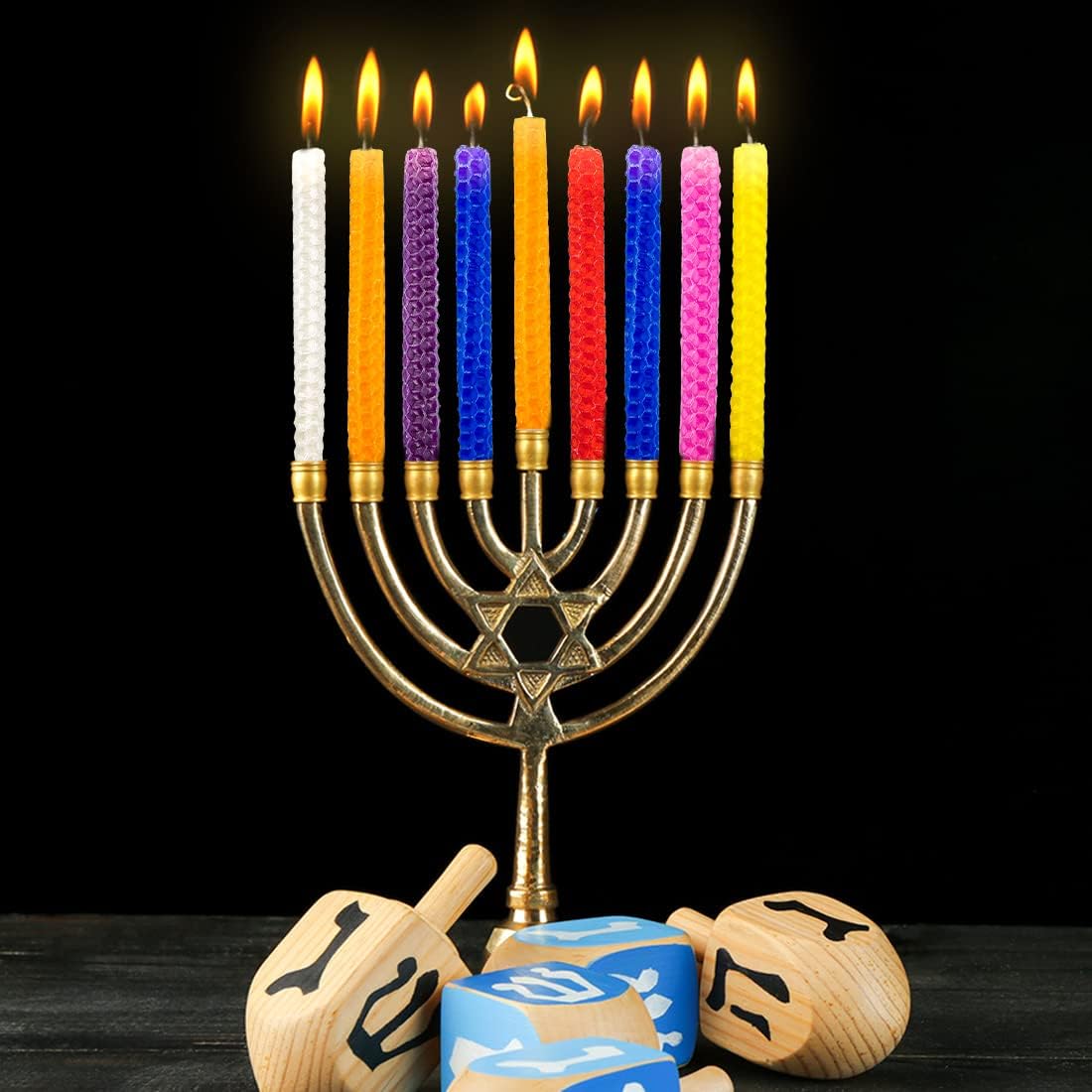 DEYBBY Honeycomb Beeswax Hanukkah Candles - Set of 45