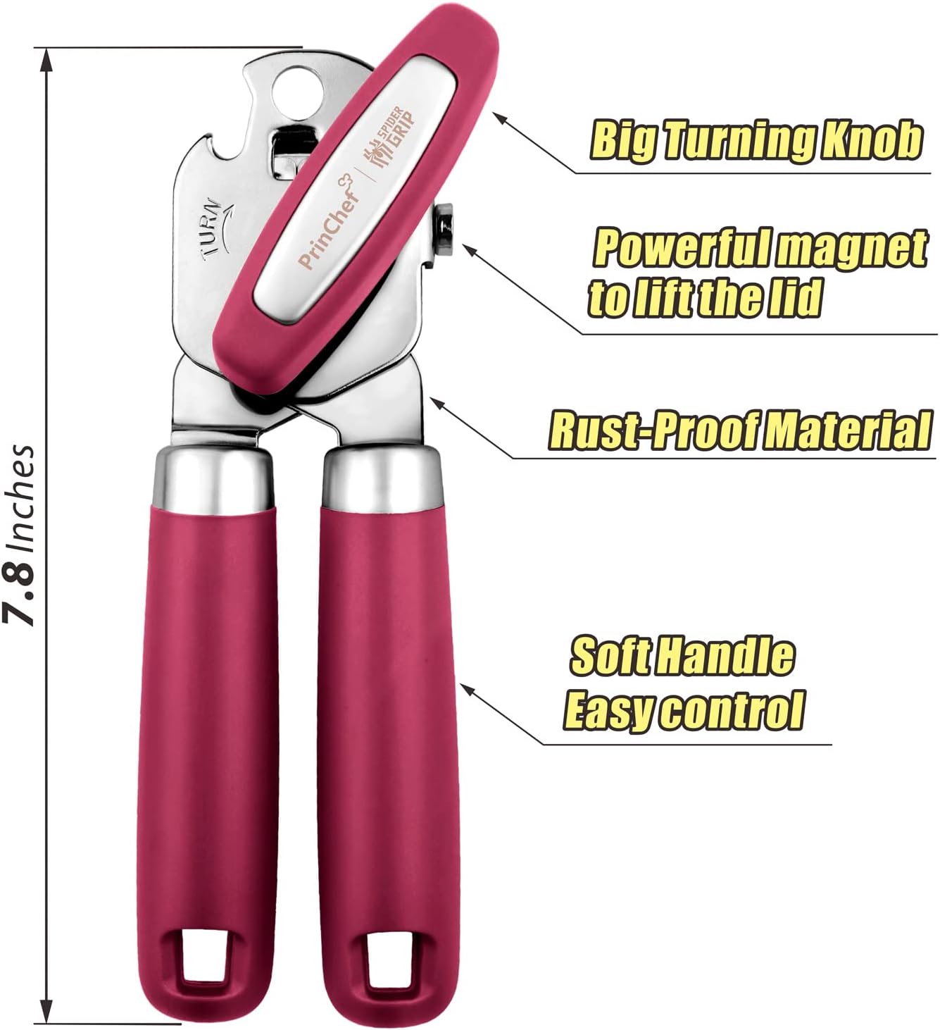 No-Trouble Lid Lift Red Manual Can Opener With Magnet And Beer Opener