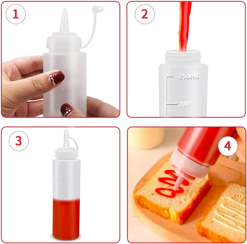 Abnaok 2 Pack 8 oz Squeeze Condiment Bottles with Twist Cap